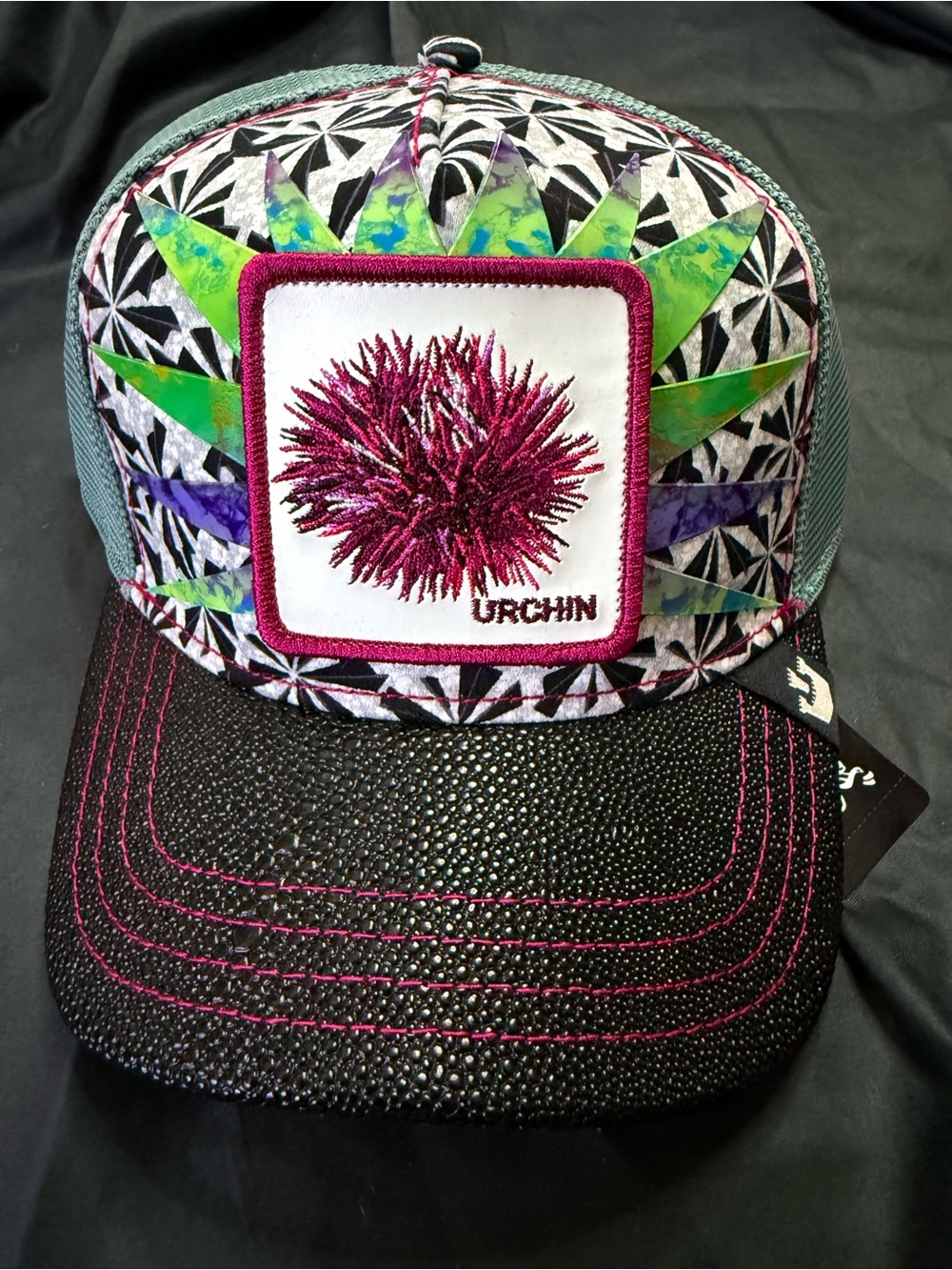 Urchin Patch Trucker Hat with Pink Embroidery